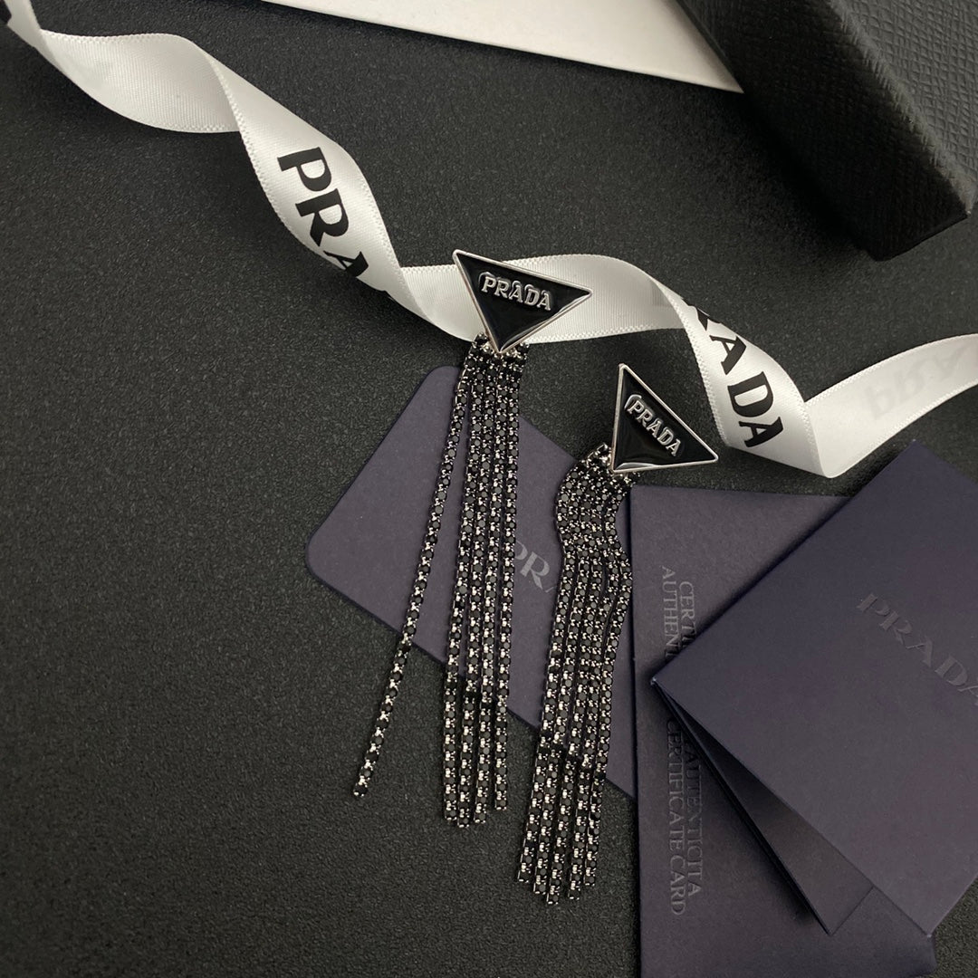 2025 Black Fringe Diamond Earrings