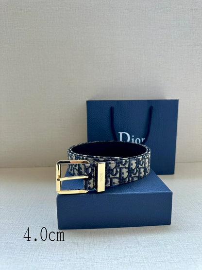2025 Black grained cowhide leather belt Width 4.0cm