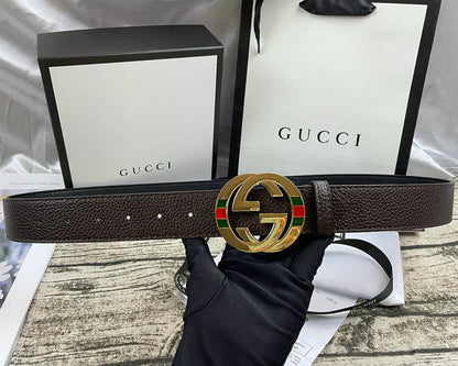 2025 4 Colors double-G three-layer lychee pattern double-sided belt