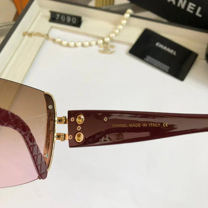2025 Frameless trimmed large frame sunglasses