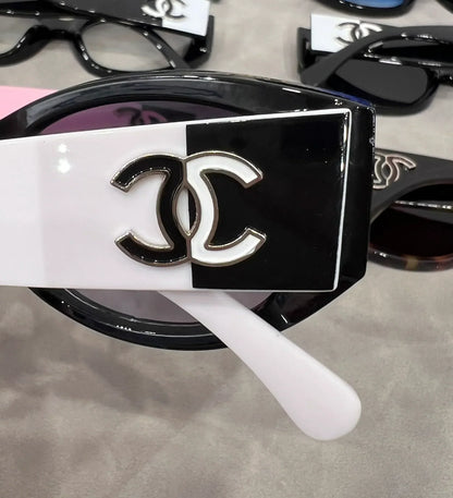 2025 Sunglasses  Black and white panda personality sunglasses