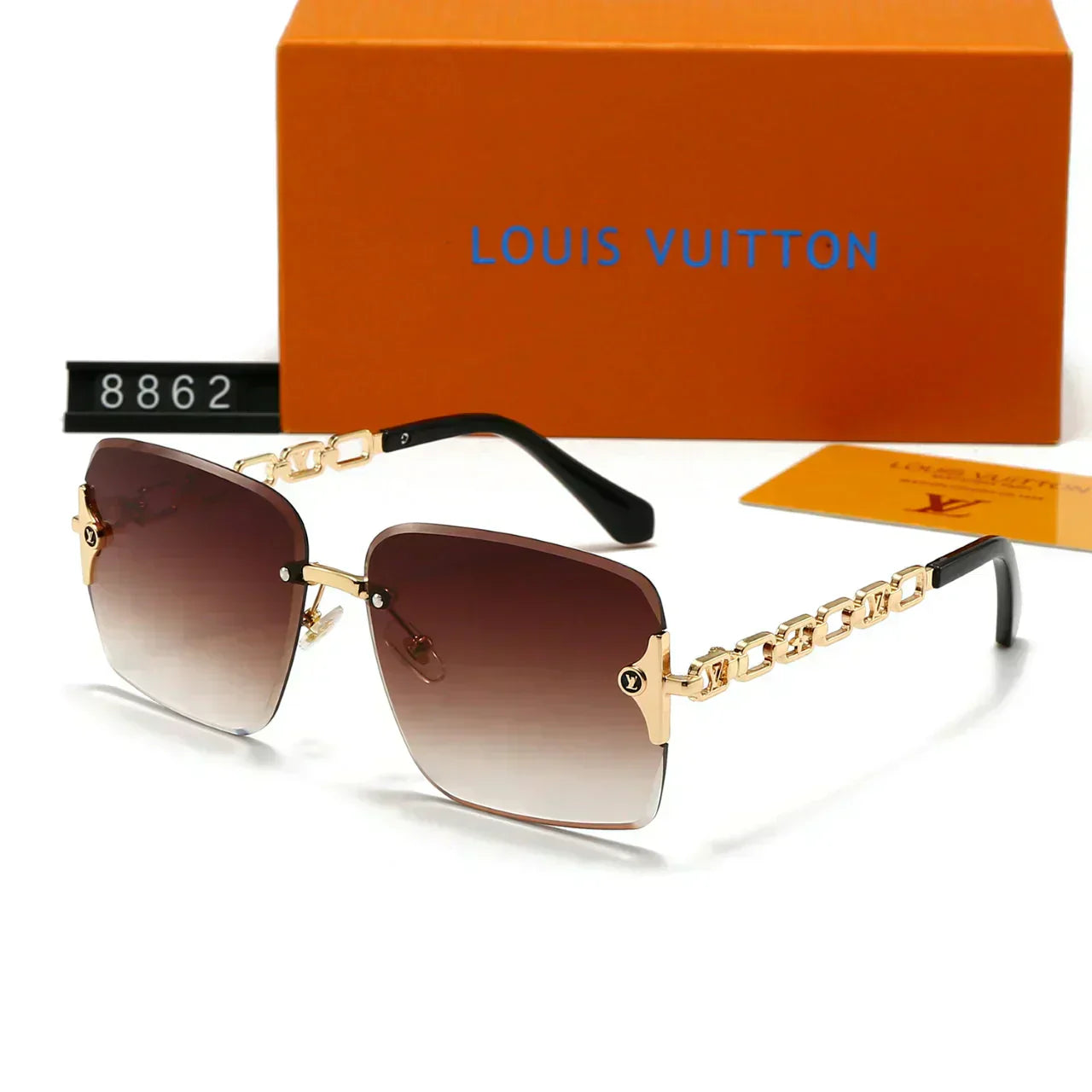 2025 Frameless metal large frame sunglasses
