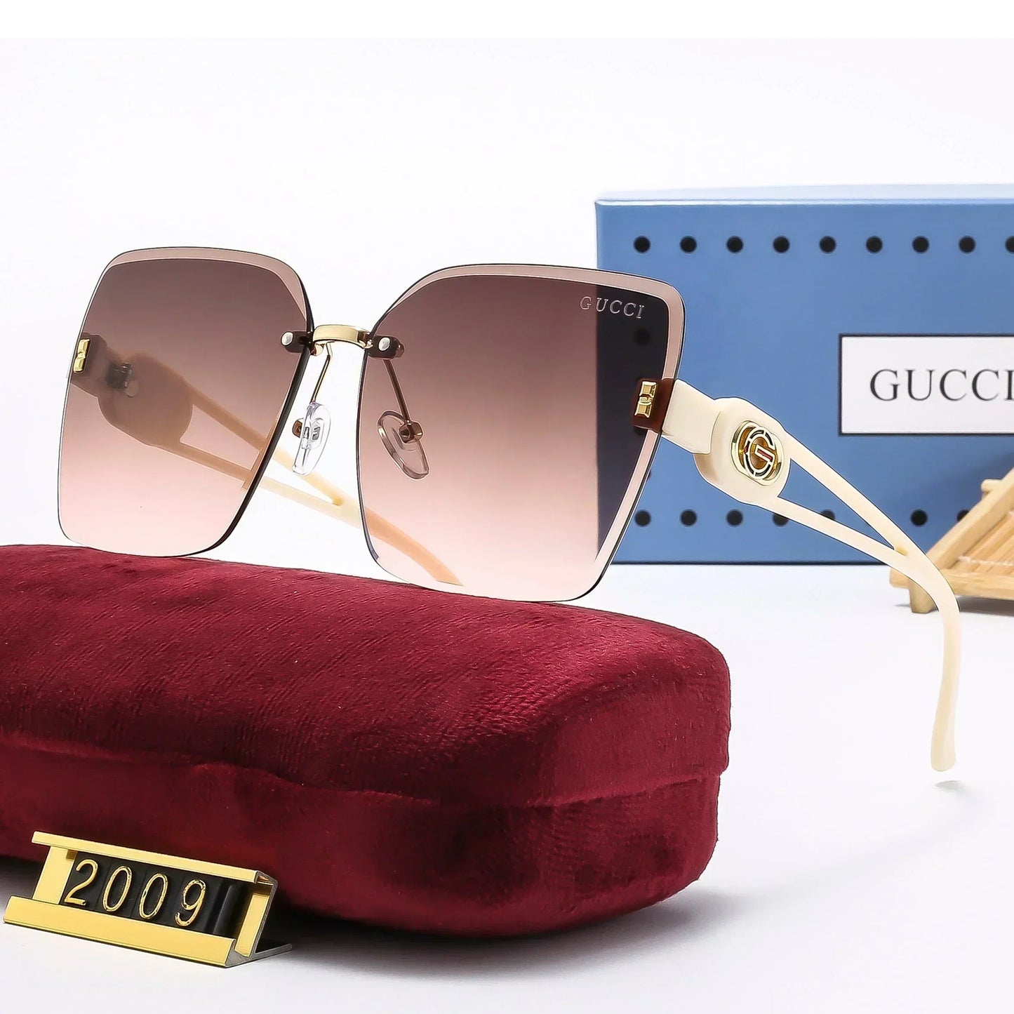 2025 Frameless cut-edge personalized retro square frame sunglasses