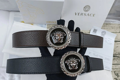2025 4 Colors Trendy Round Buckle Leather Belt
