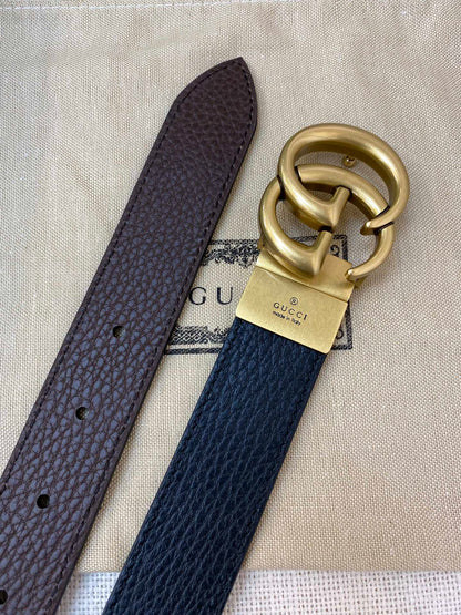 2025 Double-sided imported top-layer cowhide lychee pattern belt, black and coffee, width 3.0