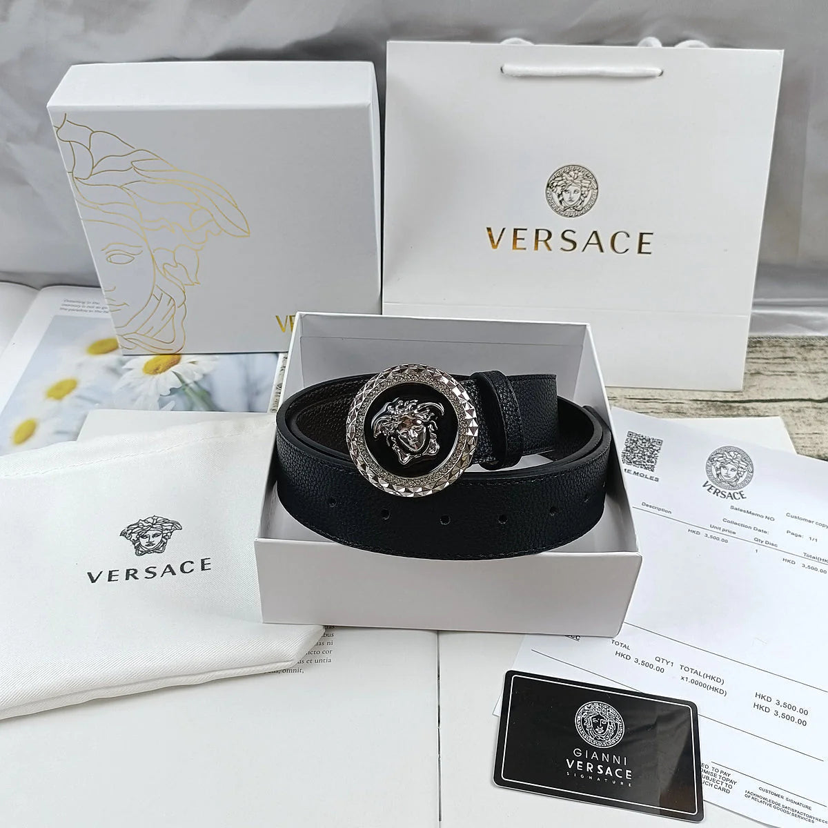 2025 4 Colors  lion head double-sided lychee pattern belt