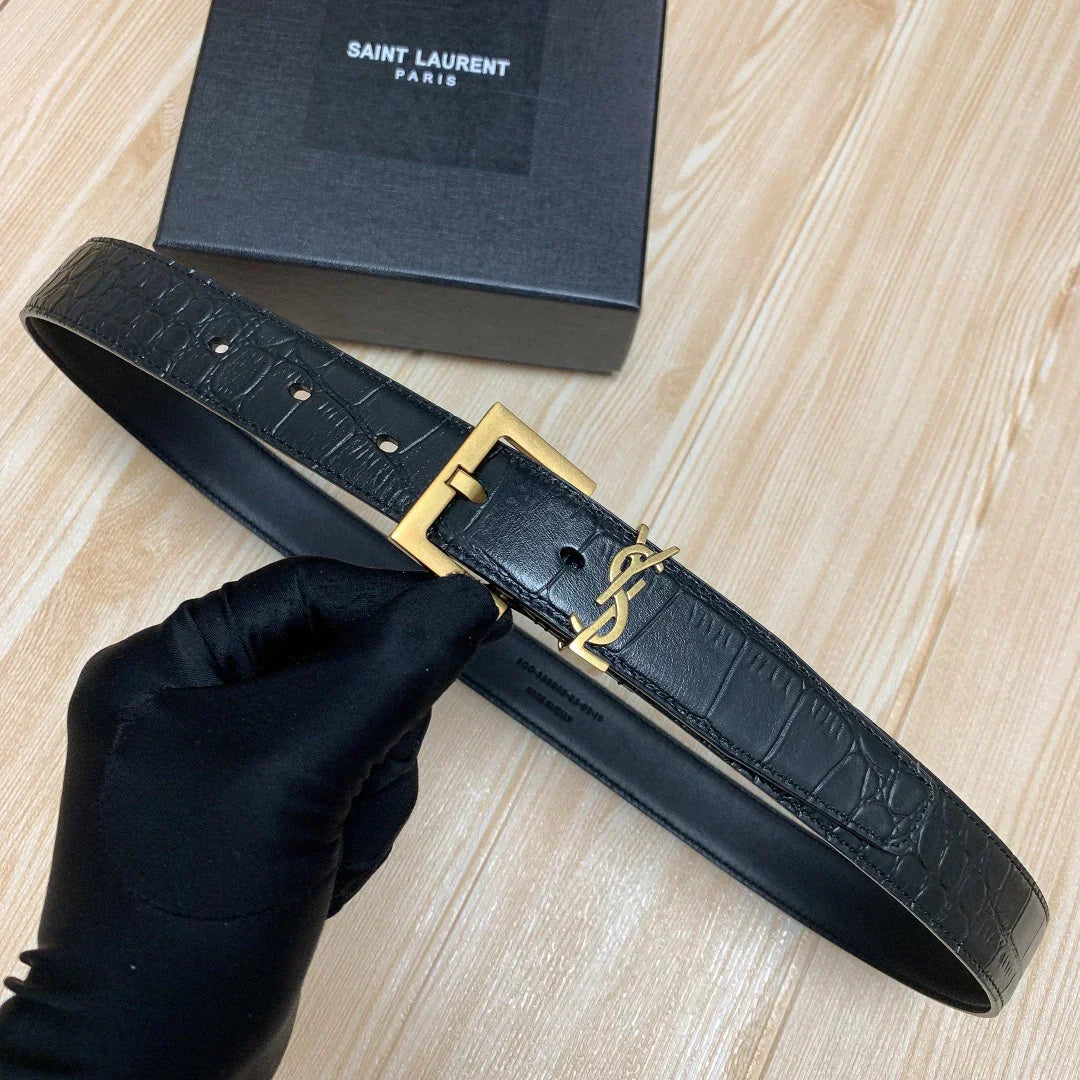 2025 Crocodile pattern double-layered pin buckle belt. 3.0CM