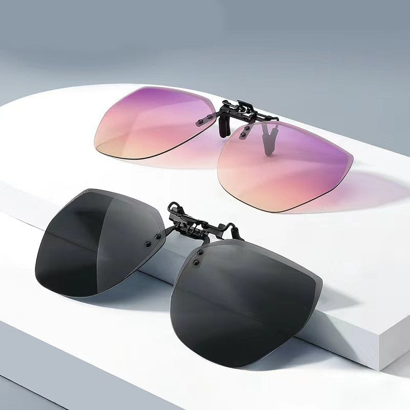 2025 new upturned sunglasses polarizing clips frameless polygonal men's and women's sunglasses clips wholesale 1020