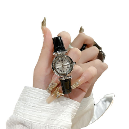 Niche retro women's watch simple casual belt exquisite waterproof student watch French medieval small dial watch women