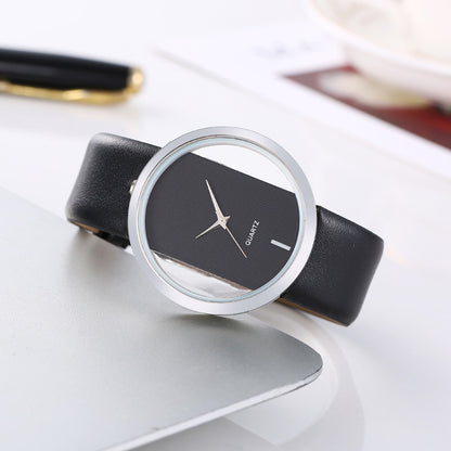 Foreign trade explosion simple fashion atmosphere transparent hollow neutral big-name watch live broadcast couple belt quartz watch men