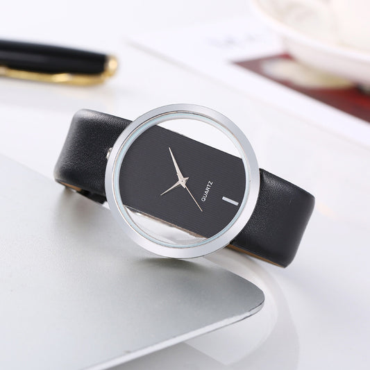 Foreign trade explosion simple fashion atmosphere transparent hollow neutral big-name watch live broadcast couple belt quartz watch men