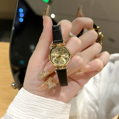 Niche retro women's watch simple casual belt exquisite waterproof student watch French medieval small dial watch women