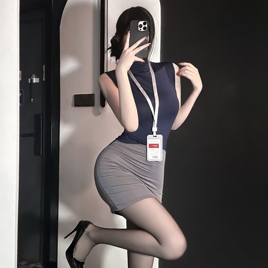 季末御姐OL秘书装高腰弹力显瘦职业装情趣内衣性感COS包臀裙