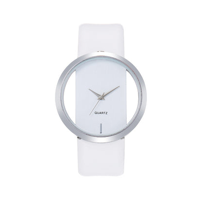 Foreign trade explosion simple fashion atmosphere transparent hollow neutral big-name watch live broadcast couple belt quartz watch men