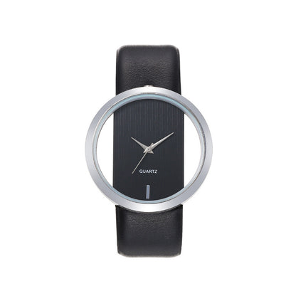 Foreign trade explosion simple fashion atmosphere transparent hollow neutral big-name watch live broadcast couple belt quartz watch men