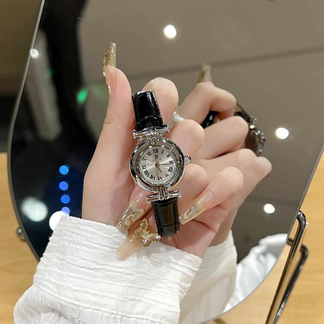 Niche retro women's watch simple casual belt exquisite waterproof student watch French medieval small dial watch women