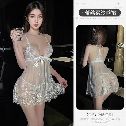 孤欲情趣內衣大尺碼女免脫睡裙大尺碼性感女迷人透明極度誘惑蕾絲睡衣