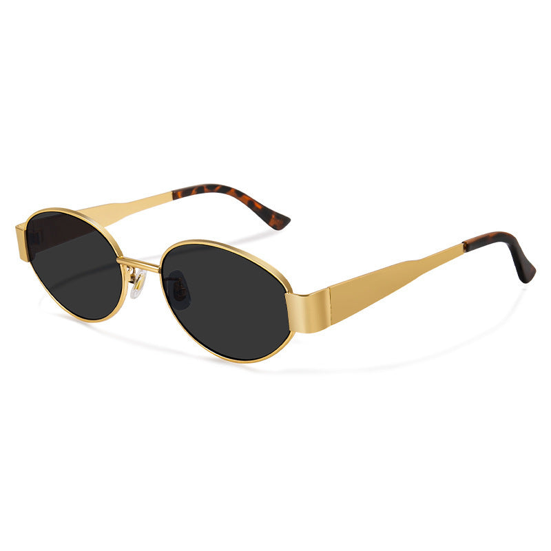 French retro style metal sunglasses 2025 new high-end Internet celebrity live sunglasses sun protection and UV protection