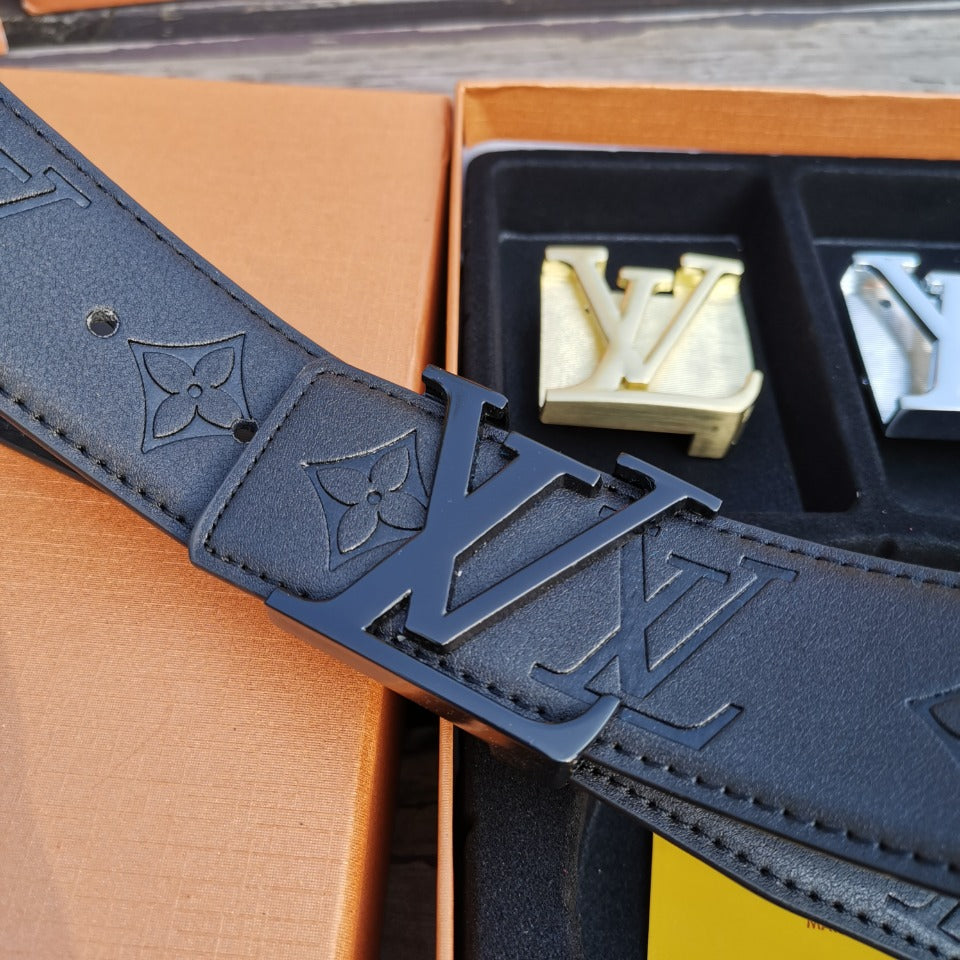 2025  Double Buckle Embossed Men's Belt