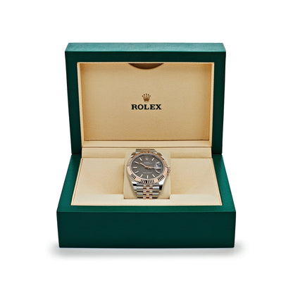 2025 Watch Datejust 126331 Rose Gold Stainless Steel Rhodium Slate Fluted Motif Dial Jubilee (2023)