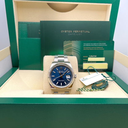 2025 Watch Datejust 126234 White Gold Stainless Steel Blue Dial Oyster