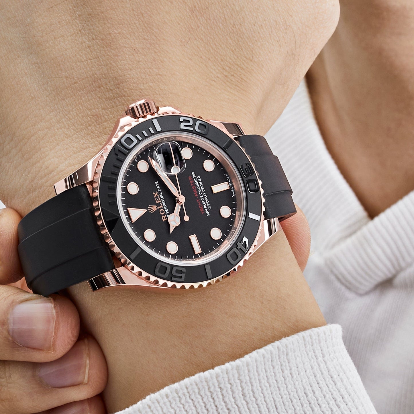 2025 Watch Yacht-Master 126655 Rose Gold Black Dial (2020)